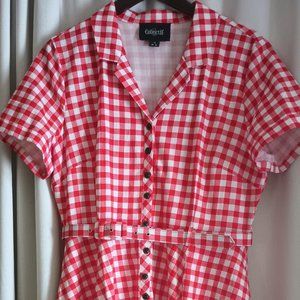 Collectif Caterina swing dress red and white gingham size UK 16